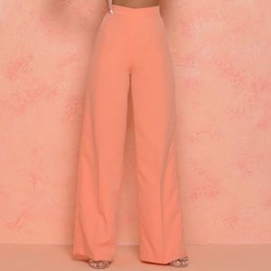 High Waisted Flared Wide Leg trousers in orange